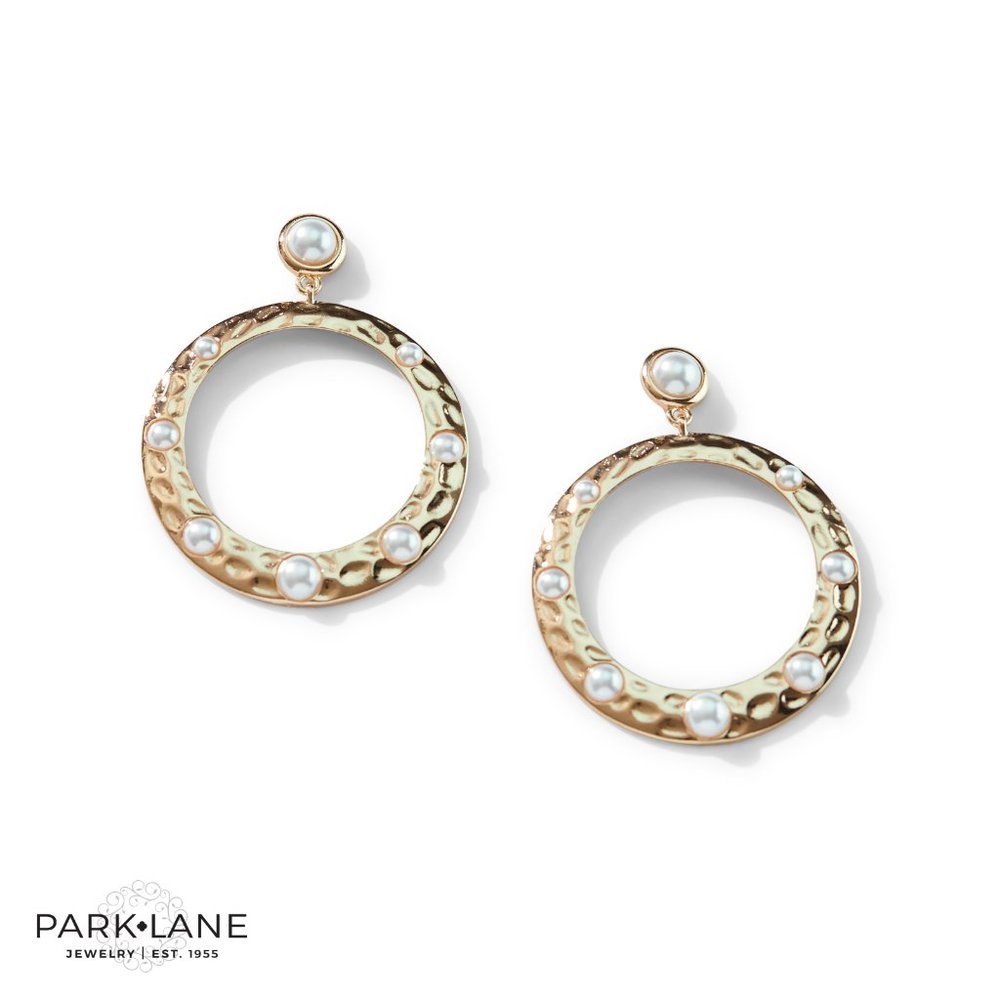Park Lane "Angel" Earrings - Gold Circles with Pearls